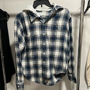Button up hooded flannel